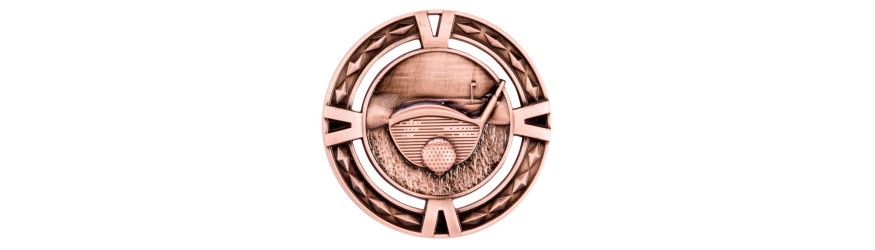 V-TECH GOLF MEDAL 60MM - GOLD, SILVER & BRONZE